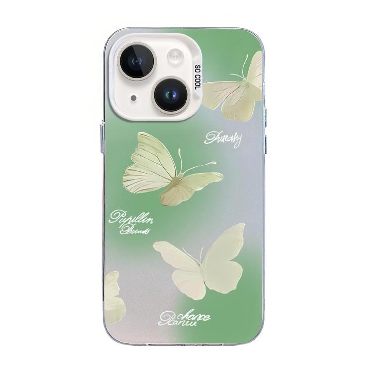Butterfly Pattern Silver Plating PC Hybrid TPU Phone Case, For iPhone 13 Pro Max, For iPhone 13 Pro, For iPhone 13, For iPhone 13 mini, For iPhone 12 Pro Max, For iPhone 12 Pro