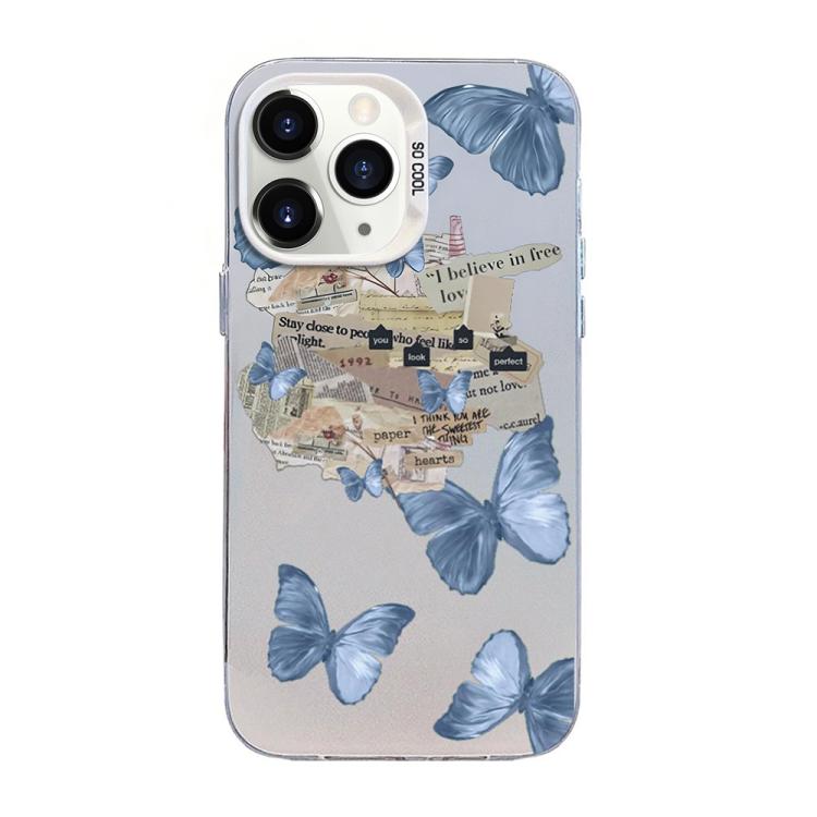 Butterfly Pattern Silver Plating PC Hybrid TPU Phone Case, For iPhone 12 mini, For iPhone 11 Pro Max, For iPhone 11, For iPhone 11 Pro, For iPhone XS / X, For iPhone XR