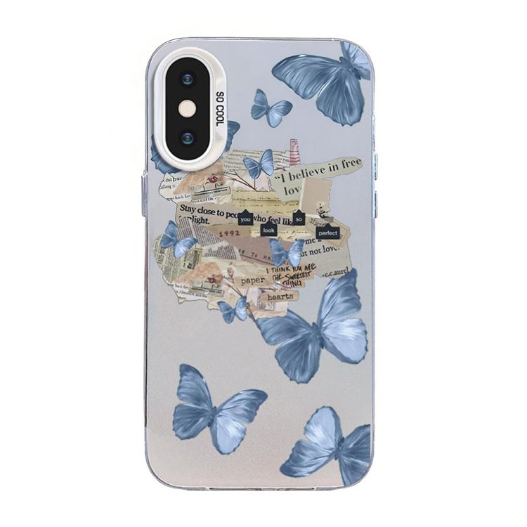 Butterfly Pattern Silver Plating PC Hybrid TPU Phone Case, For iPhone XS Max, For iPhone 8 Plus / 7 Plus