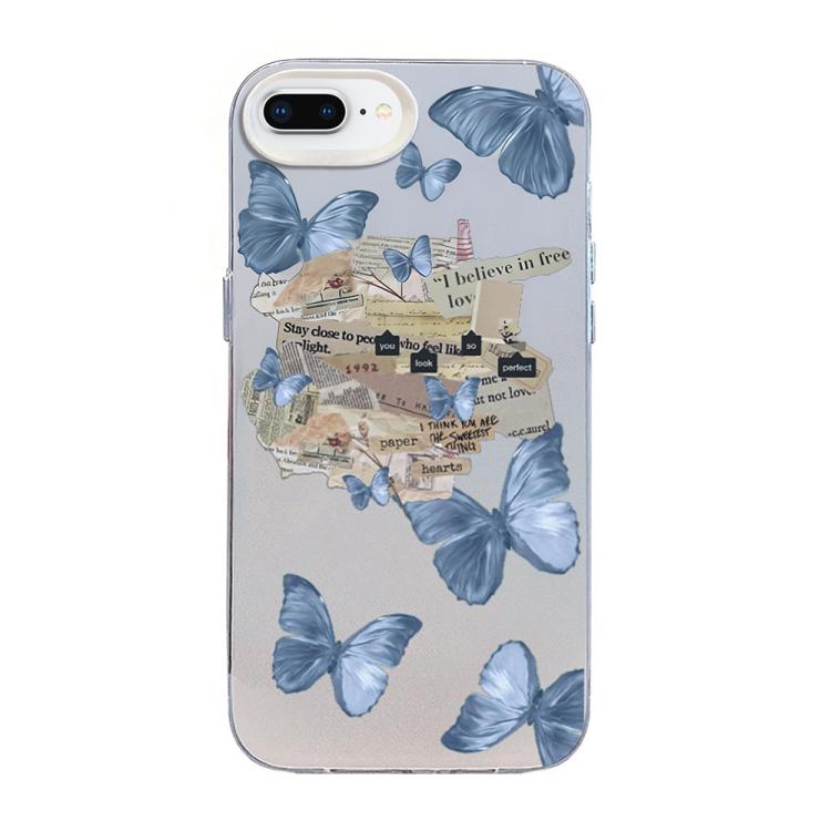 Butterfly Pattern Silver Plating PC Hybrid TPU Phone Case, For iPhone XS Max, For iPhone 8 Plus / 7 Plus