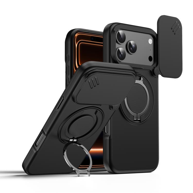 Camera Sliding Shield Magnetic Rotation Holder Phone Case, For iPhone 17 Pro Max, For iPhone 17 Pro, For iPhone 17, For iPhone Air, For iPhone 16 Pro Max, For iPhone 16 Pro