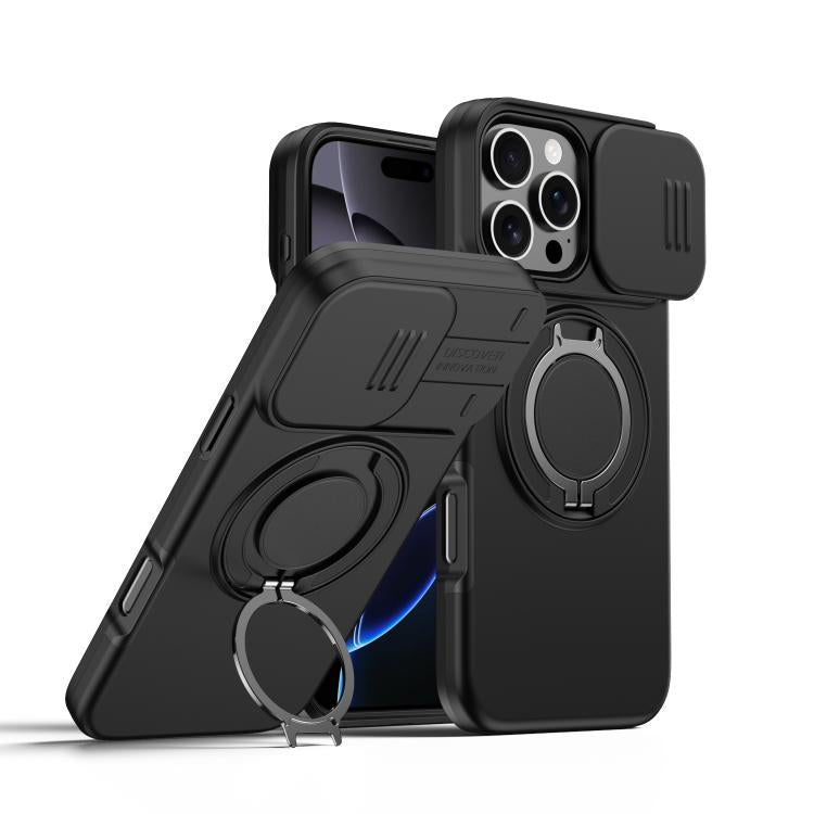 Camera Sliding Shield Magnetic Rotation Holder Phone Case, For iPhone 17 Pro Max, For iPhone 17 Pro, For iPhone 17, For iPhone Air, For iPhone 16 Pro Max, For iPhone 16 Pro