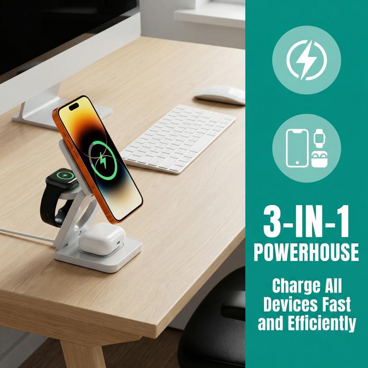 IW31 25W Foldable 3 in 1 Magnetic Wireless Fast Charger