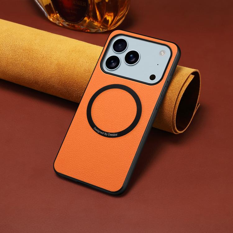 Denior A08 PU Vegan Leather Calfskin Texture Magnetic Phone Case, For iPhone 17 Pro Max, For iPhone 17 Pro, For iPhone 17, For iPhone Air