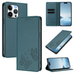 Strong Magnetic Dual Butterfly RFID Vegan Leather Phone Case, For iPhone 14 Pro Max, For iPhone 13 Pro Max, For iPhone 13 Pro, For iPhone 12 / 12 Pro