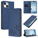 Strong Magnetic Dual Butterfly RFID Vegan Leather Phone Case, For iPhone 15, For iPhone 14 Plus, For iPhone 14 / 13, For iPhone 14 Pro