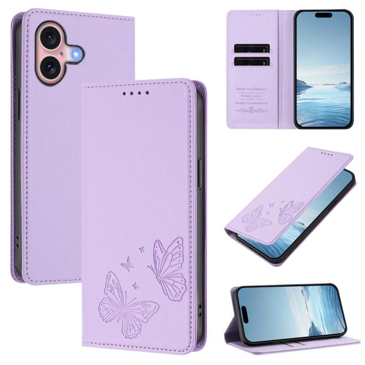 Strong Magnetic Dual Butterfly RFID Vegan Leather Phone Case, For iPhone 16, For iPhone 15 Pro Max, For iPhone 15 Pro, For iPhone 15 Plus