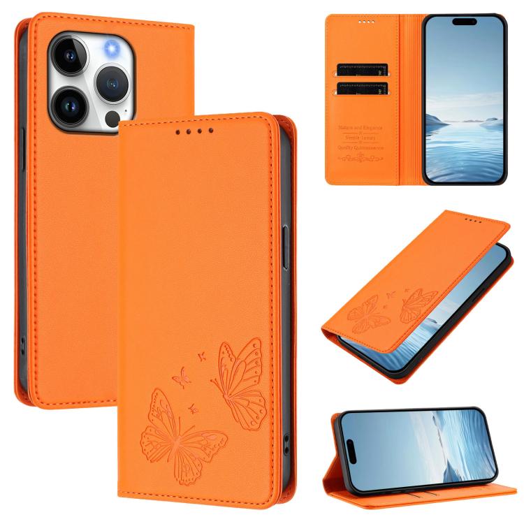 Strong Magnetic Dual Butterfly RFID Vegan Leather Phone Case, For iPhone Air, For iPhone 16 Pro Max, For iPhone 16 Pro, For iPhone 16 Plus