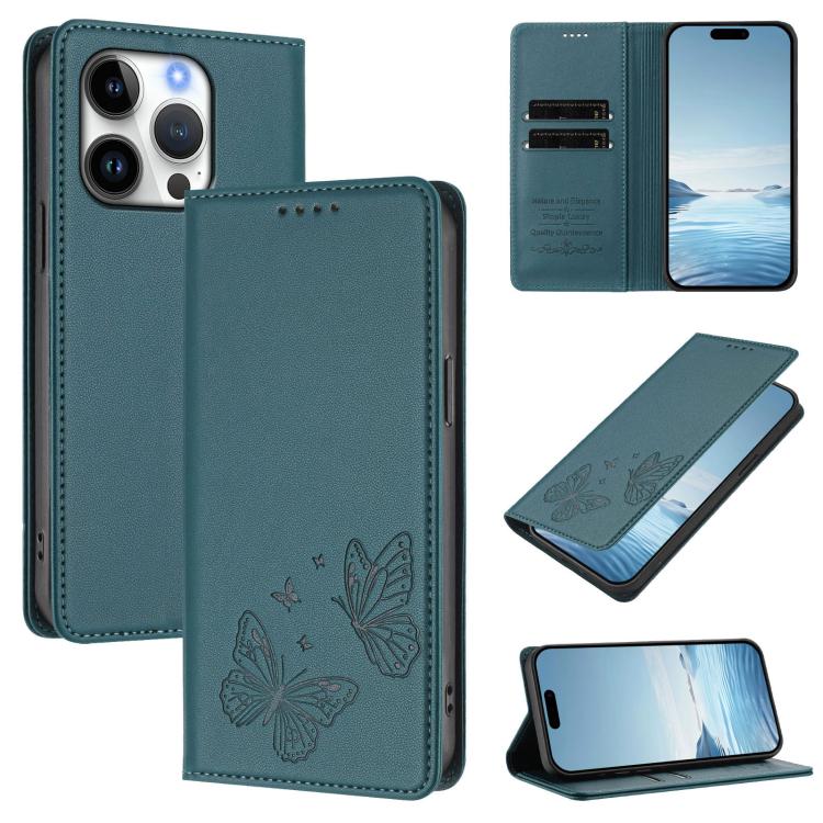 Strong Magnetic Dual Butterfly RFID Vegan Leather Phone Case, For iPhone Air, For iPhone 16 Pro Max, For iPhone 16 Pro, For iPhone 16 Plus