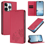 Strong Magnetic Dual Butterfly RFID Vegan Leather Phone Case, For iPhone Air, For iPhone 16 Pro Max, For iPhone 16 Pro, For iPhone 16 Plus