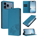 Strong Magnetic Dual Butterfly RFID Vegan Leather Phone Case, For iPhone 17e / 16e, For iPhone 17 Pro Max, For iPhone 17 Pro, For iPhone 17