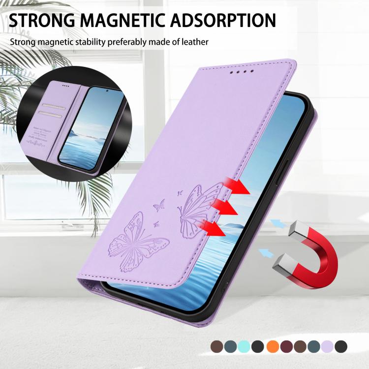 Strong Magnetic Dual Butterfly RFID Vegan Leather Phone Case, For iPhone 17e / 16e, For iPhone 17 Pro Max, For iPhone 17 Pro, For iPhone 17