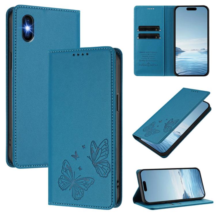 Strong Magnetic Dual Butterfly RFID Vegan Leather Phone Case, For iPhone X / XS, For iPhone XR, For iPhone XS Max, For iPhone 8 Plus / 7 Plus
