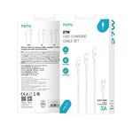 TOTU GTZB01-PD Series 27W Type-C to 8 Pin Data Cable Set, Length: 0.5m + 1m + 2m