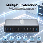 YMX-1000W 1000W 8 x Type-C Ports and 2 x USB 10 Ports Digital Display Multi-functional Charger, AU Plug, EU Plug, UK Plug, US Plug