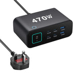 YMX-615-LCD470W 4xType-C and 2xUSB 470W GaN Multi-Function Charger, AU Plug, EU Plug, UK Plug, US Plug
