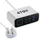 YMX-615-LCD470W 4xType-C and 2xUSB 470W GaN Multi-Function Charger, AU Plug, EU Plug, UK Plug, US Plug