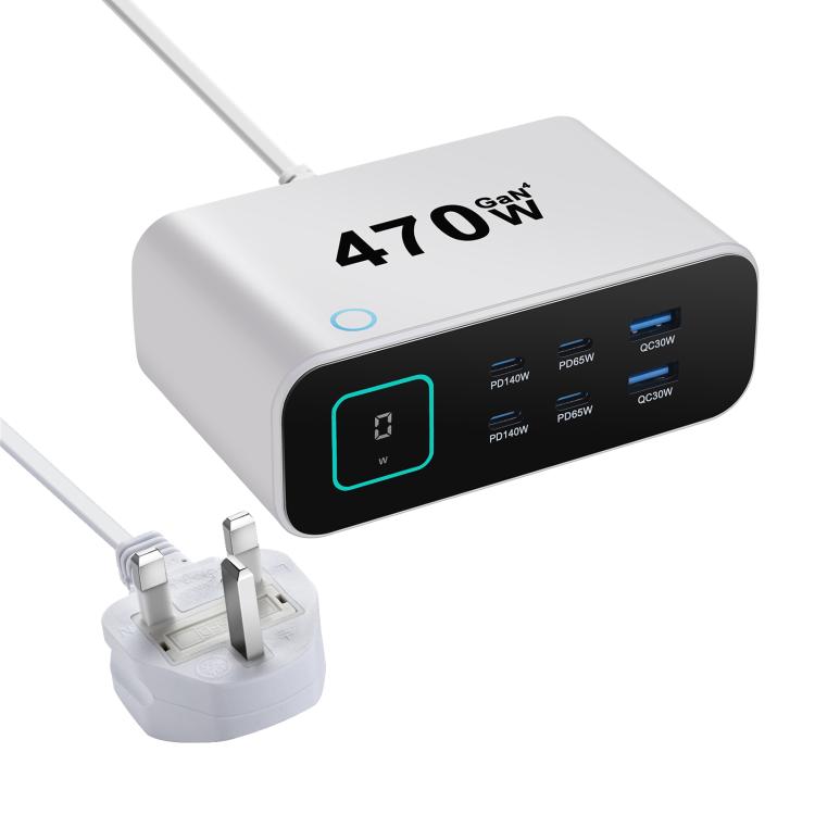 YMX-615-LCD470W 4xType-C and 2xUSB 470W GaN Multi-Function Charger, AU Plug, EU Plug, UK Plug, US Plug