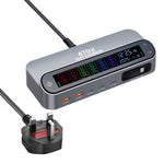 YMX-LCD470W 470W 3xType-C and 2xUSB GaN Smart Digital Display Multi-Function Charger with Type-C Retractable Cable, AU Plug, EU Plug, UK Plug, US Plug
