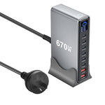 YMX-LCD670W 670W 6xType-C and 2xUSB GaN Digital Display Multi-Function Charger, AU Plug, EU Plug, UK Plug, US Plug