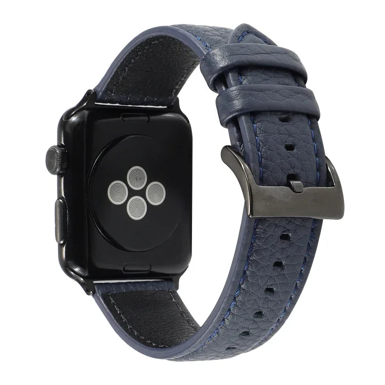 Litchi Texture Genuine Leather Watchband For Apple Watch Series 6 & SE & 5 & 4 40mm / 3 & 2 & 1 38mm, For Apple Watch Series 7 41mm / 6 & SE & 5 & 4 40mm / 3 & 2 & 1 38mm