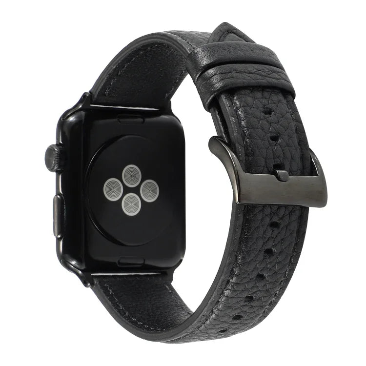 Litchi Texture Genuine Leather Watchband For Apple Watch Series 6 & SE & 5 & 4 44mm / 3 & 2 & 1 42mm, For Apple Watch Series 7 45mm / 6 & SE & 5 & 4 44mm / 3 & 2 & 1 42mm