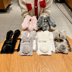 Foldable Plush Rabbit TPU Phone Case, For iPhone Duo