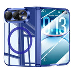 Integrated Shell And Flim Electroplating Transparent Shockproof Magnetic Phone Case, For iPhone Duo