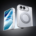 Intergrated Shell And Flim Translucent Spring Hinge 360 Ring Holder Phone Case, For iPhone Duo