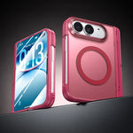 Intergrated Shell And Flim Translucent Spring Hinge Holder Magnetic Phone Case, For iPhone Duo