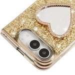 Glitter Heart Mirror Phone Case with Strap, For iPhone Duo