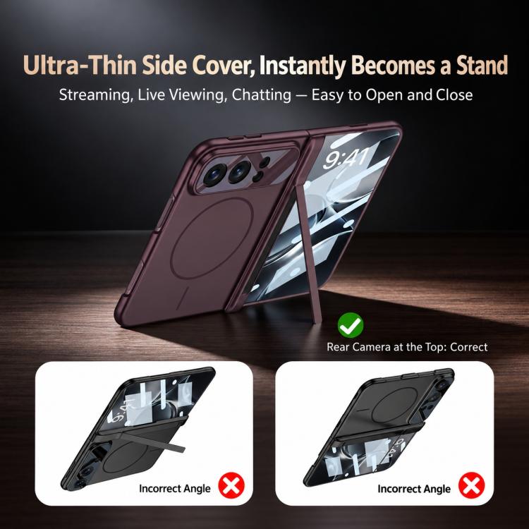 GKK Prism Hinge Full Coverage Side Holder Slim Ring Magnetic Phone CaseCase, For iPhone Duo