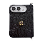 Side Clamp Magnetic Axis Impression 3D Camellia Pattern Phone Case, For iPhone Duo