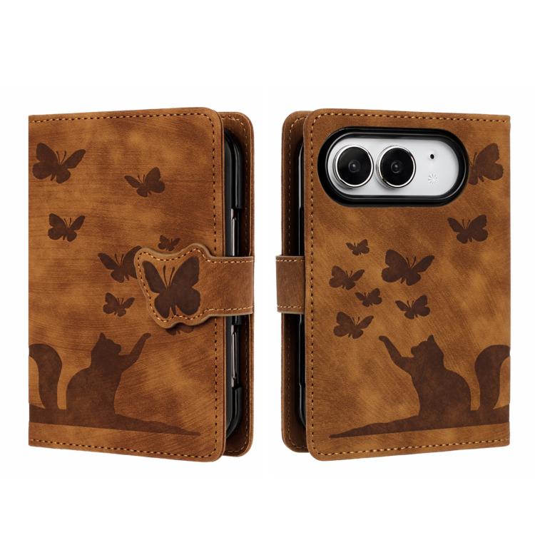 Butterfly Cat Embossing Flip Leather Phone Case, For iPhone Duo