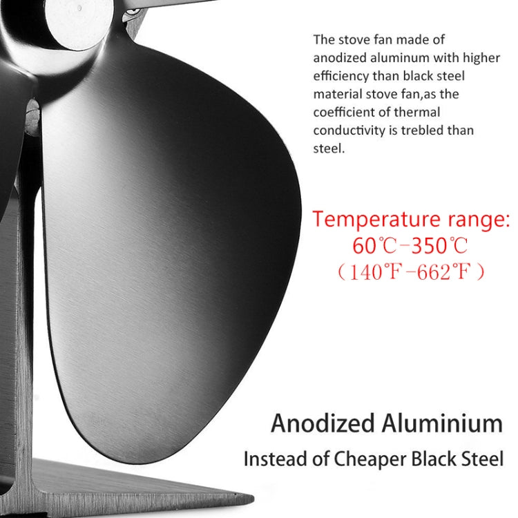 YL-106 5-Blade High Temperature Aluminum Heat Powered Fireplace Stove Fan, YL-106 (Black), YL-106 (Bronze), YL-106 (Grey), YL-106 (Gold), YL-106 (Rose Red), YL-106 (Silver), YL-106 (White)