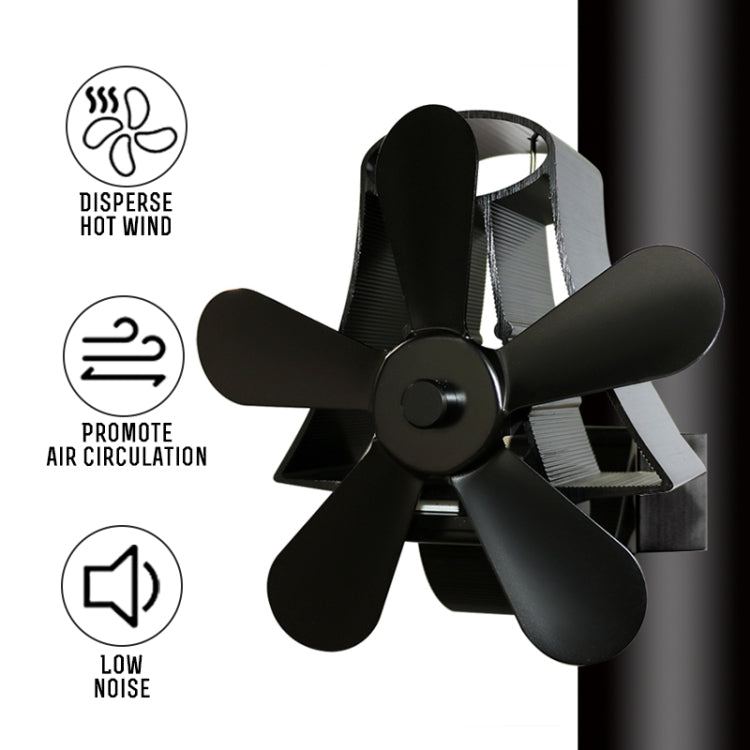 YL-106 5-Blade High Temperature Aluminum Heat Powered Fireplace Stove Fan, YL-106 (Silver), YL-106 (White), YL-106 (Black), YL-106 (Bronze), YL-106 (Grey), YL-106 (Gold), YL-106 (Rose Red)