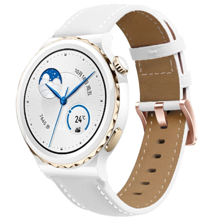 For Garmin Forerunner 265S / 255S / Venu 2S 18mm Rose Gold Buckle Genuine Leather Watch Band, For Garmin Forerunner 265S / 255S / Venu 2S