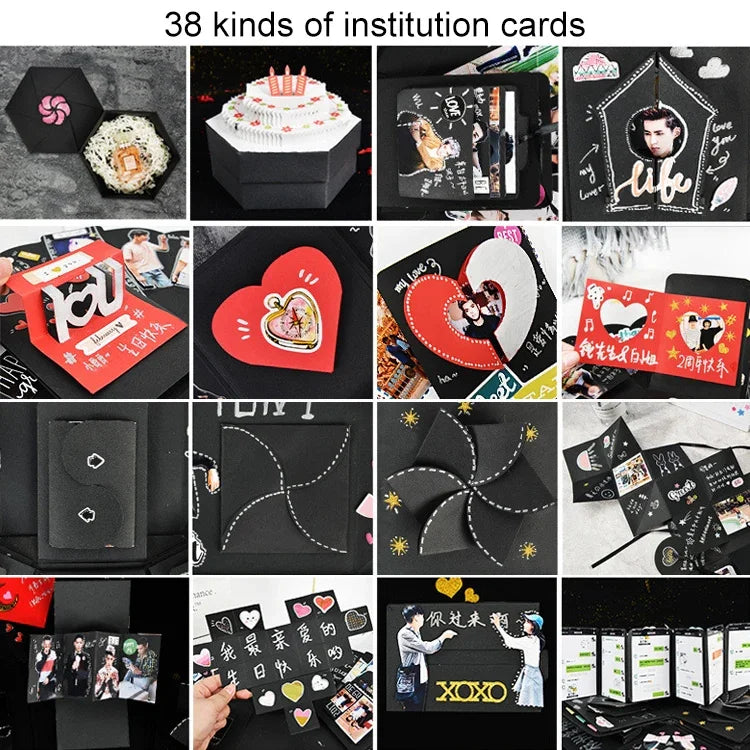 Heart Shape DIY Handmade Photo Album Surprise Explosion Bouncing Gift Box, DIY Album