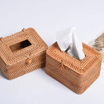 ZJH01 Mini Restaurant Desktop Rattan Braided Tissue Storage Box Case, Mini