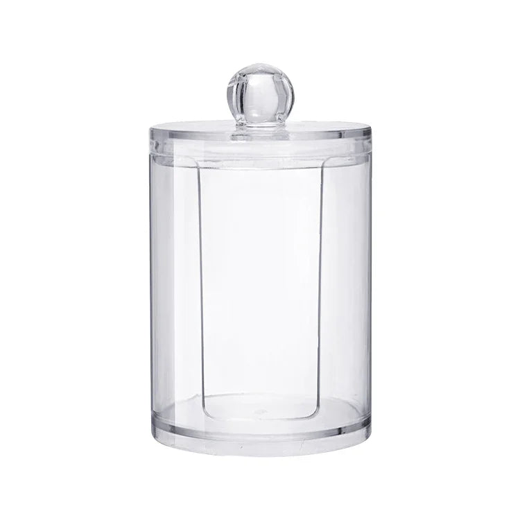 Transparent Round Plastic Cosmetic Box Cotton Pads Storage Box, Cotton Pads Box