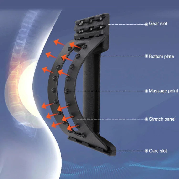Lumbar Traction Stretching Device Posture Corrector Waist Support Spine Pain Relief Back Massage Stretcher, Ordinary Black