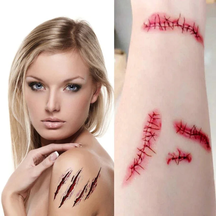 20pcs S-165 Halloween Terror Wound Realistic Scratches Injury Scar Temporary Tattoo Sticker, S-165/20pcs