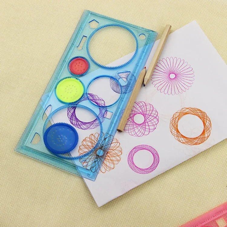 10pcs Creative Million Flower Ruler Geometric Learning Rules Drawing Tools Fixed Student Painting Set Creative,Random Color Delivery, Million Flower