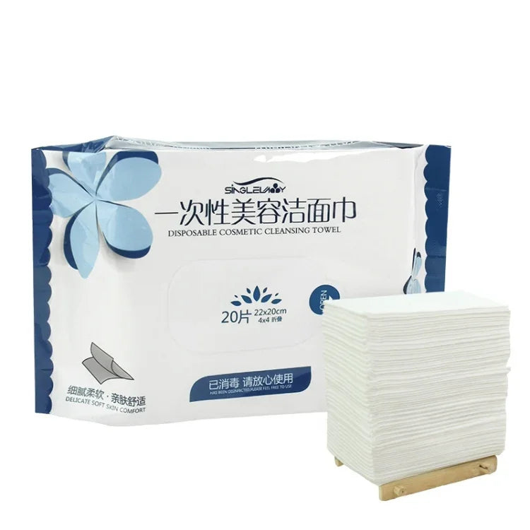 20 PCS Portable Multi-purpose Cotton Disposable Face Towel Wet And Dry Dual-use Cleansing Towel Soft Towel for Travel, 20 PCS