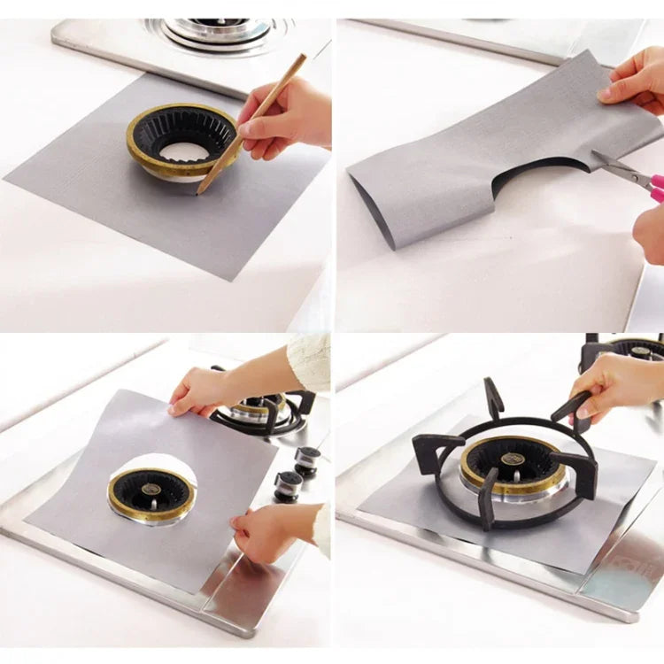 4 PCS Gas Furnace Surface Ultra-thin Fibre Material Stovetop Protective Cleaning Pad, Size: 27*27 cm (Silver), 4 PCS
