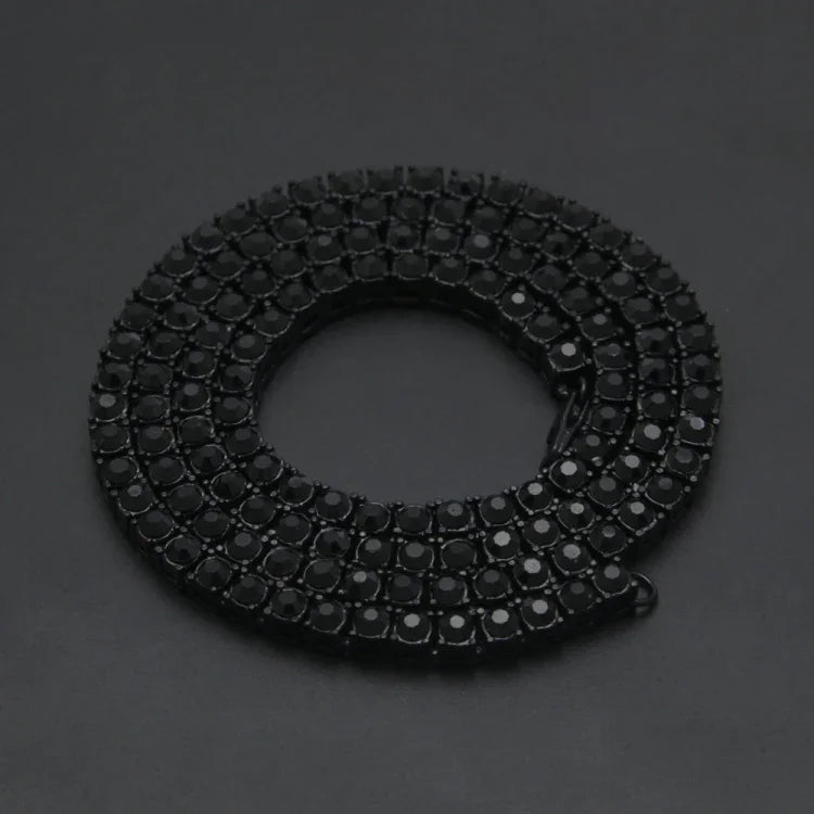 Mens Hip Hop Punk Single Row Crystal Inlaid Alloy Chain Necklace, Size: 30 inch, Size: 30 inch