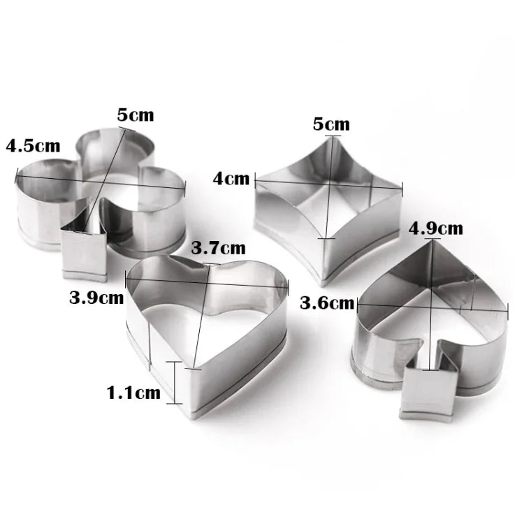 3 Sets Stainless Steel Poker Cookie Mold Playing Cards Cake Fondant Mold Spade Heart Biscuit Cutter, 3 Sets