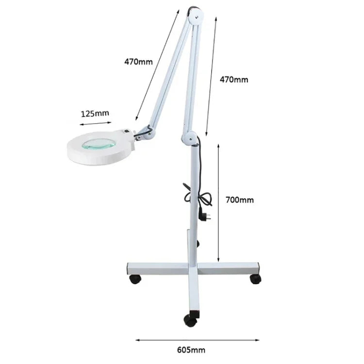 5X Foldable Swing Arm Desk Table Mount Magnifier with Lamp Light for Facial Tattoo Eyebrow Nail Salon Beauty, Cool White Light