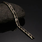 Europe and America Style Fashion Men Jewelry Stainless Steel + Gold-mounted Plating Magnetic Health Bracelet, Size: 12mm*22cm (Black+Gold), Size: 12mm*22cm (Black+Gold)