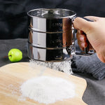 Manual Mesh Flour Sugar Powder Stainless Steel Hand Sifter Sieve Cup Baking Tool, Stainless Steel